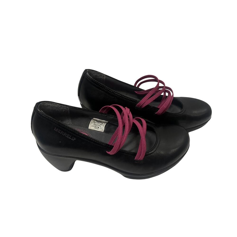 Merrell Leather Strappy Comfort Shoes Black Elastic Multi Strap Sz 7.5